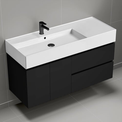 48 Inch Bathroom Vanity, Wall Mounted, Modern, Black Nameeks BLOCK89